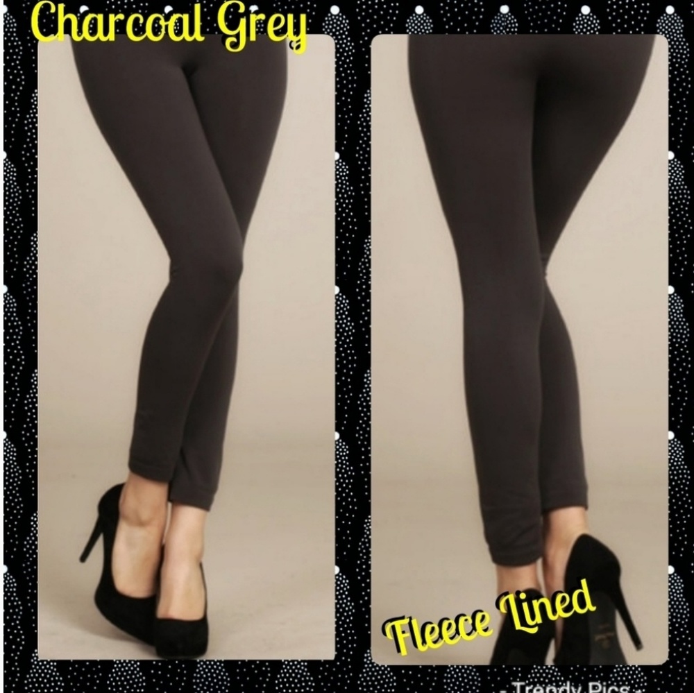 Fleece Leggings, Charcoal Grey, OS, NIP - Picture 3 of 7